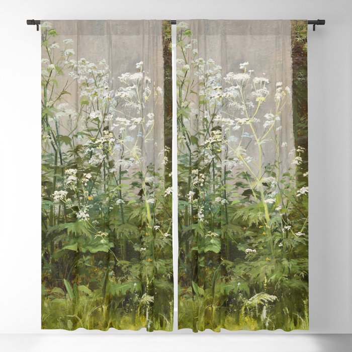 Ivan Shishkin "Flowers at the fence" Blackout Curtain