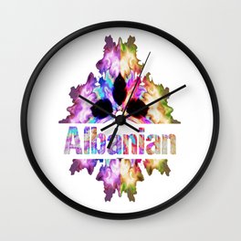 Albanian gift tie dye watercolor  Wall Clock
