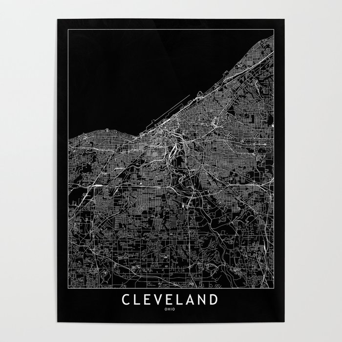 Cleveland Black Map Poster