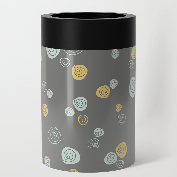 Green and yellow roses pattern on grey background Can Cooler