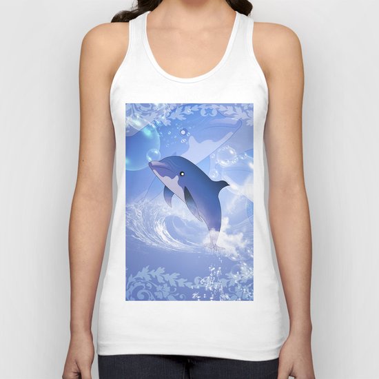 Funny cartoon dolphin Unisex Tank Top