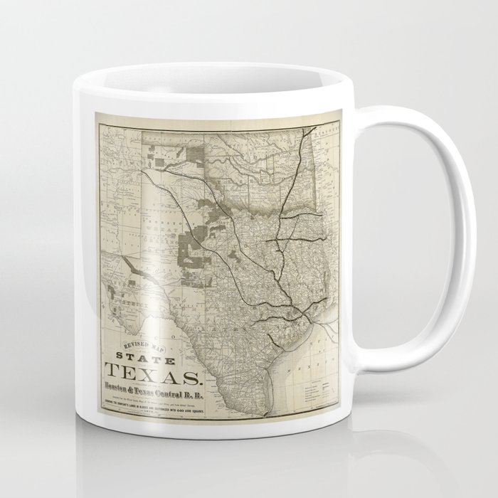 Old Map of Texas 1876 Vintage Wall map Restoration Hardware Style Map Coffee Mug