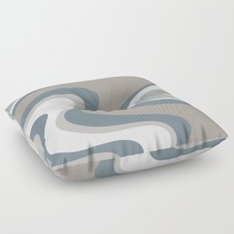 Retro Dream Abstract Swirl Pattern in Neutral Blue Grey Taupe Floor Pillow