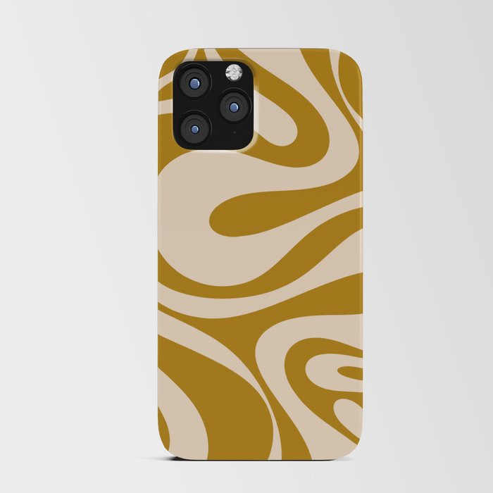Mod Swirl Retro Abstract Pattern in Mustard and Cream iPhone Card Case