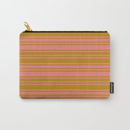 [ Thumbnail: Dark Goldenrod & Light Coral Colored Pattern of Stripes Carry-All Pouch ]