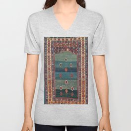 Sivas Antique Turkish Niche Kilim Print V Neck T Shirt