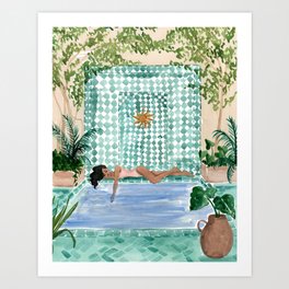 Poolside Siesta Art Print