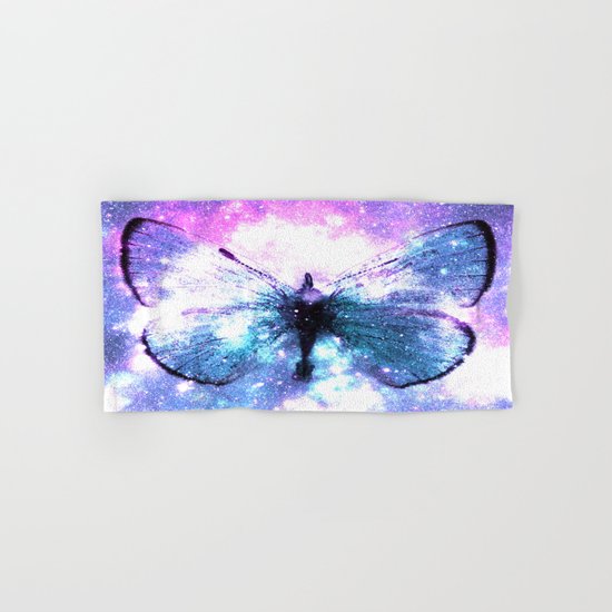 Celestial Butterfly Pink Lavender Aqua Hand & Bath Towel