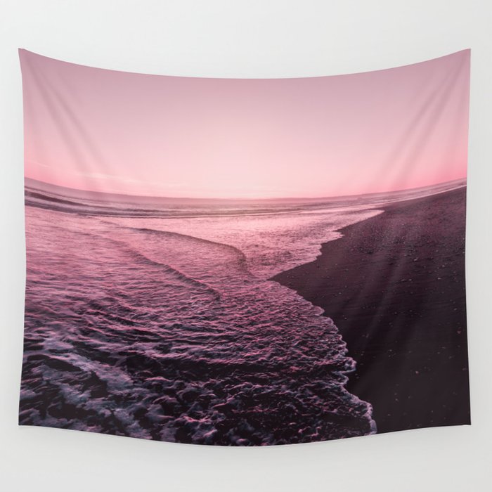Rose Gold Beach Sunset Wall Tapestry