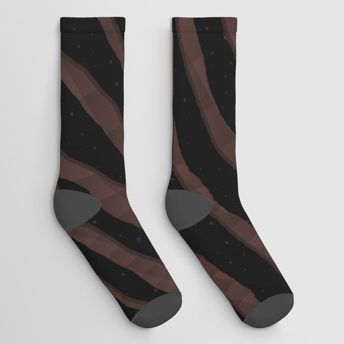 Ripped SpaceTime Stripes - Brown Socks