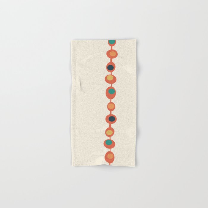 Retro Mid Century Baubles in Orange, Yellow, Teal and Cream Hand & Bath Towel