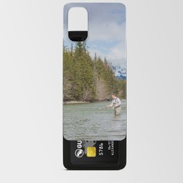 A fisherman spey casting on a mountain river in spring, in British Columbia, Canada Android Card Case