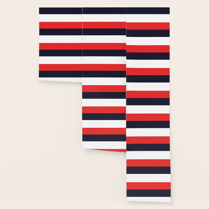 Blue White Red Color Block Stripe Wallpaper