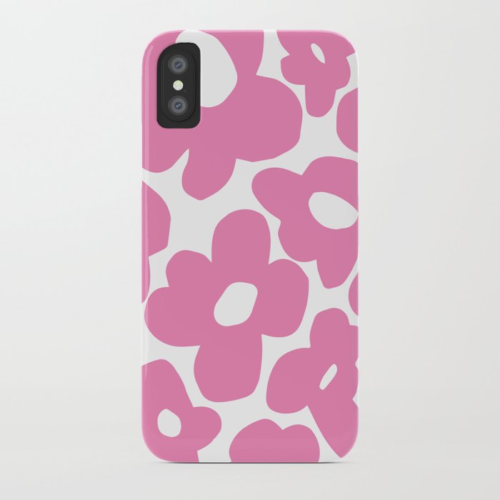60s 70s Hippy Flowers Pink iPhone Case by Bitart