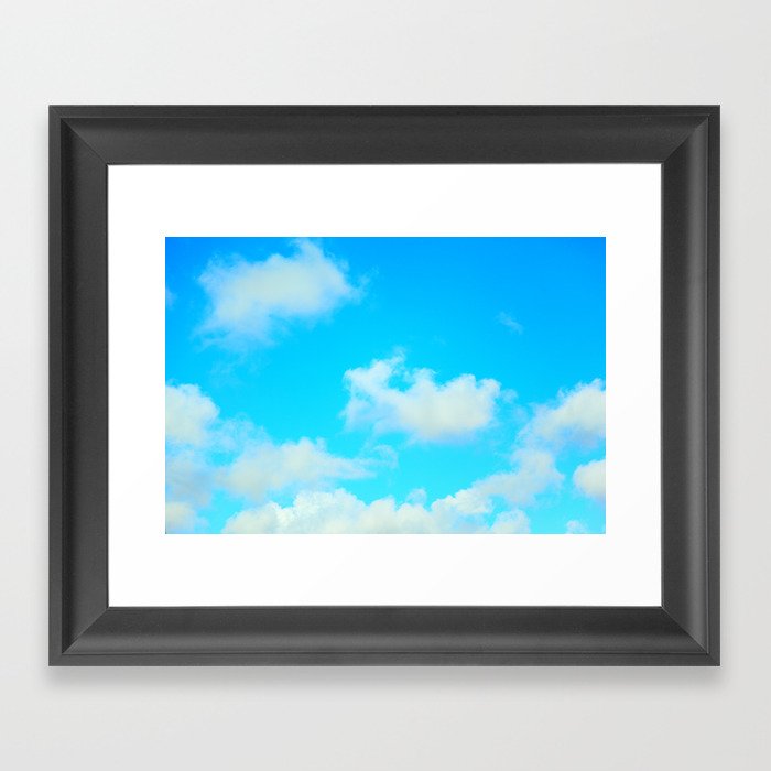 White Clouds Bright Blue Sky Framed Art Print