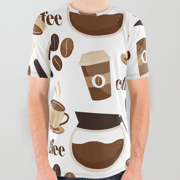 Pattern for Caffeine Coffee Lover All Over Graphic Tee