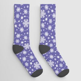 Purple Holiday Snowflake Pattern Socks