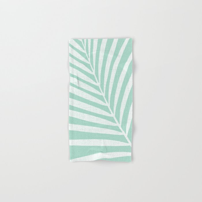 Minimalist Palm Leaf Mint Green Hand Bath Towel by Modern Tropical Society6