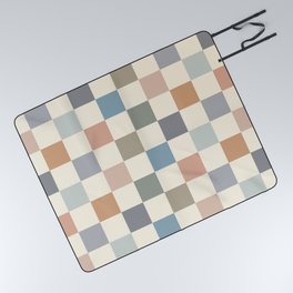 Blue & Beige Neutral Checker Picnic Blanket