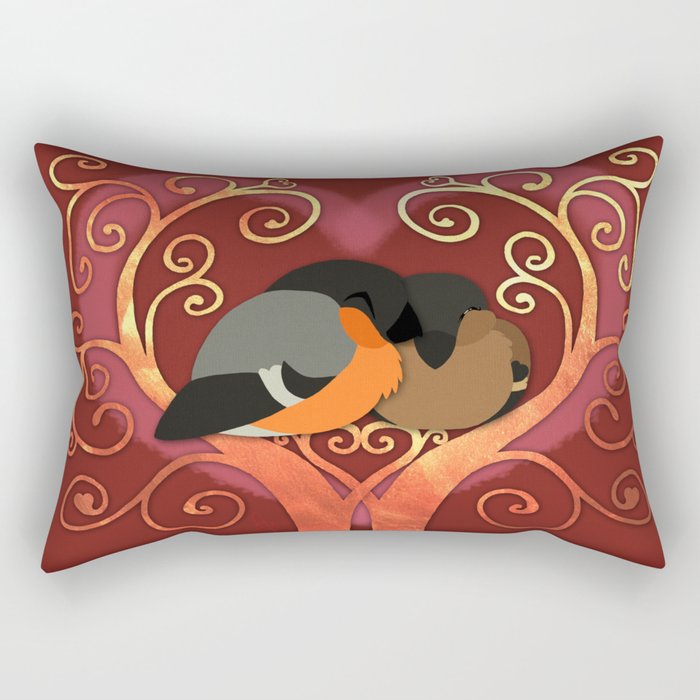 Valentine Bullfinches Rectangular Pillow