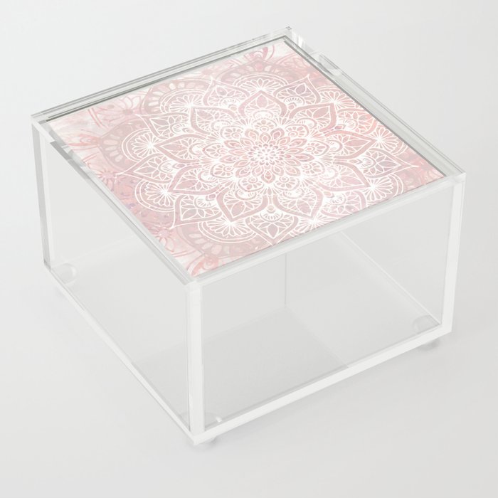 Mandala Yoga Love, Blush Pink Floral Acrylic Box