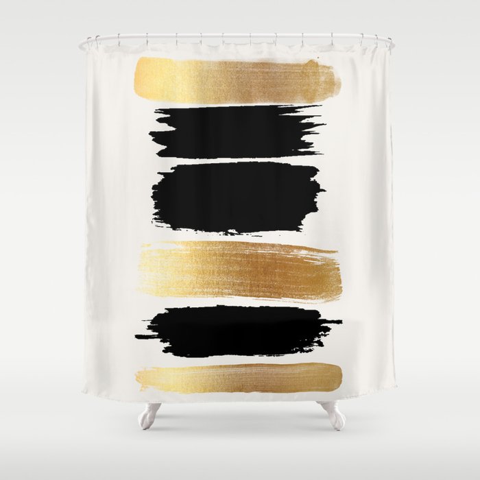 Brush Strokes (Black/Gold) Shower Curtain