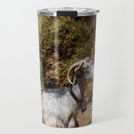 Greek Goat on the Hill | Green Animal Photograph | Cute & Fuzzy Mountain Goat | Travel Photography in Greece Travel Mug