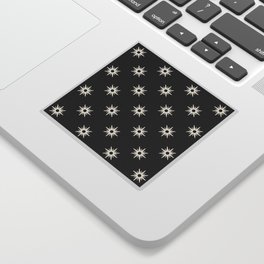 Black atomic mid century white stars pattern Sticker