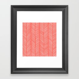 Coral Herringbone Framed Art Print