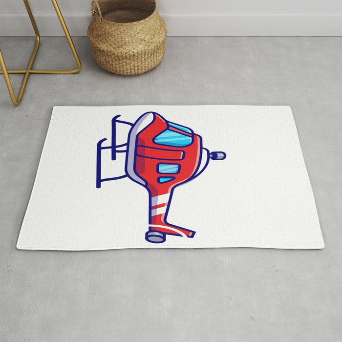 Illustrated Flying Red Helicopter Rug