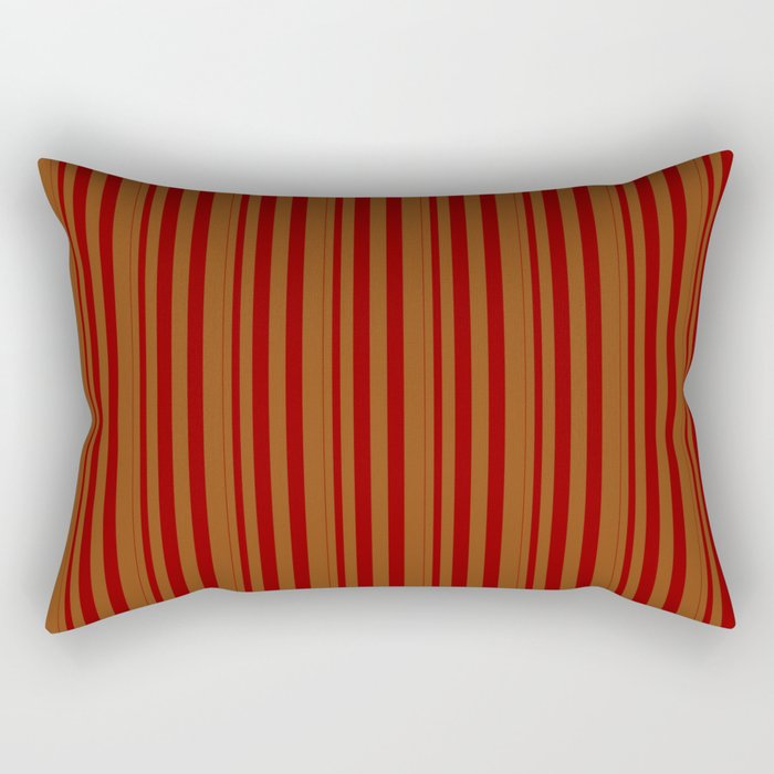 Dark Red & Brown Colored Lined/Striped Pattern Rectangular Pillow