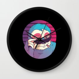 Sloth with sunglasses 80s style Wall Clock