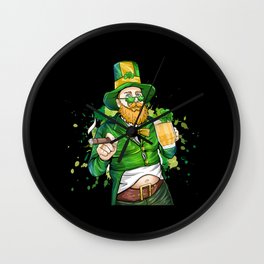 Ciggarette and beer st patrick's day Wall Clock