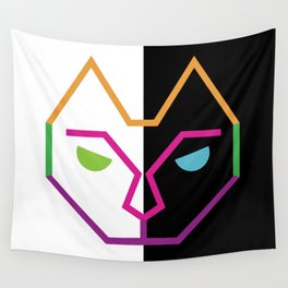 Abstract Multicolored Cat Wall Tapestry