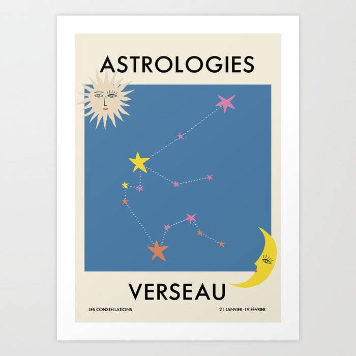 Contemporary Aquarius Zodiac Sign Art Print
