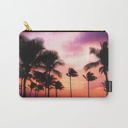 Purple Sunset in Hawaii (Color) Carry-All Pouch | Sea, Leaf, Palmtrees, Trees, Lake, Palm, Palmleaves, Wave, Waves, Waters 