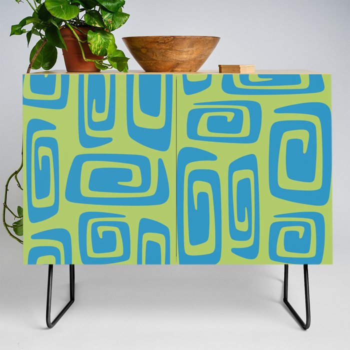 Mid Century Modern Cosmic Abstract 536 Blue and Green Credenza