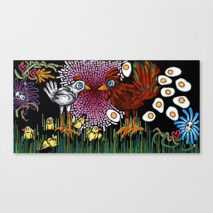 Rooster in love Canvas Print