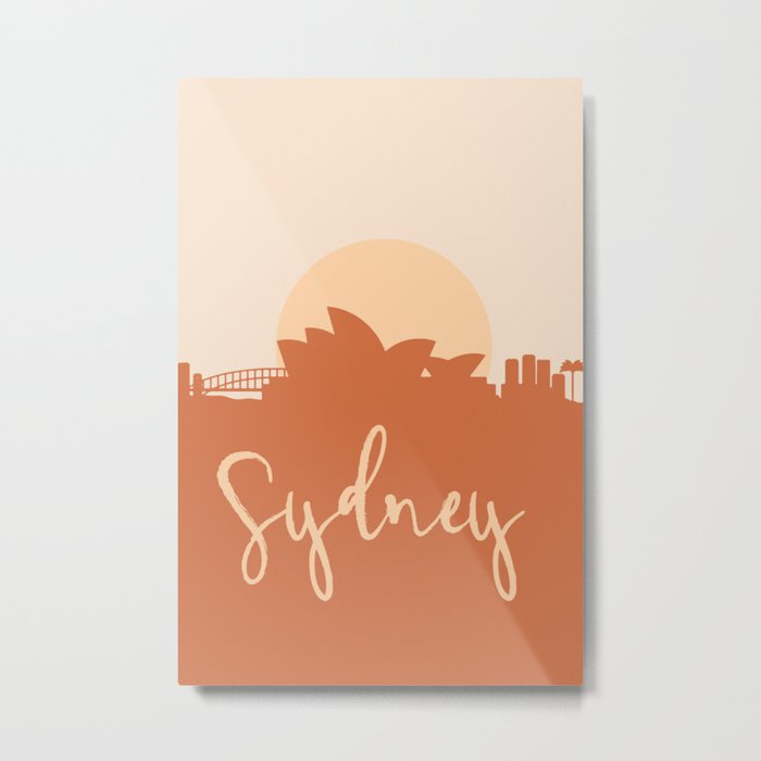SYDNEY AUSTRALIA CITY SUN SKYLINE EARTH TONES Metal Print