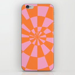 Circle shape chessboard: marigold and bright pink iPhone Skin