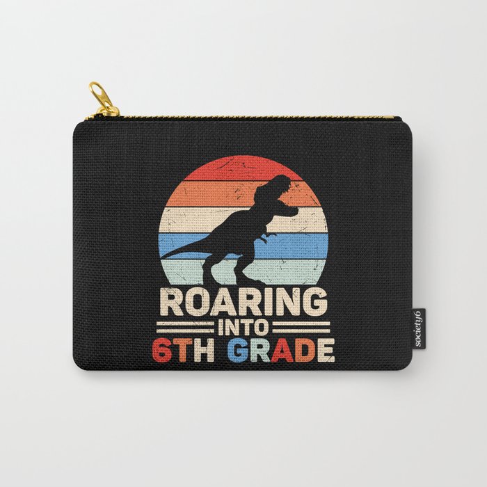 Roaring Into 6th Grade Vintage Dinosaur Carry-All Pouch