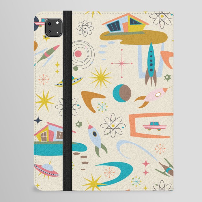 Mid Century Architecture in Space - Retro design in pastels on Cream by Cecca Designs iPad Folio Case