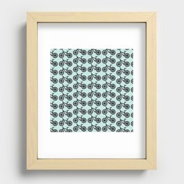 Bicycle Lover Cyclist Blue Print Pattern Recessed Framed Print