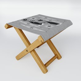 Mid Century Meow Atomic Cats on Cool Gray ©studioxtine Folding Stool