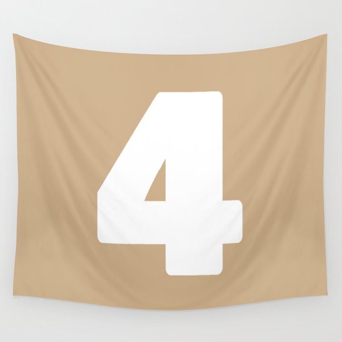 4 (White & Tan Number) Wall Tapestry