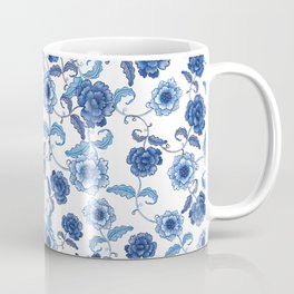 Country Blue Willow Flowers Coffee Mug