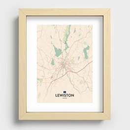 Lewiston, Maine, United States - Vintage City Map Recessed Framed Print