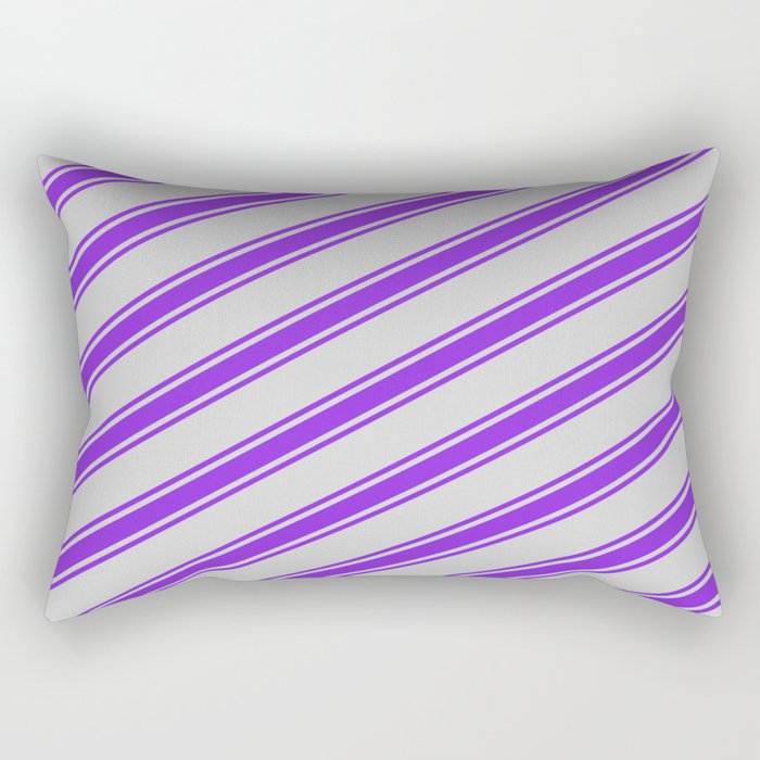 Light Grey & Purple Colored Lined Pattern Rectangular Pillow