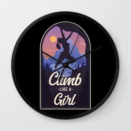 Rock Climbing Climb Like A Girl Wall Clock