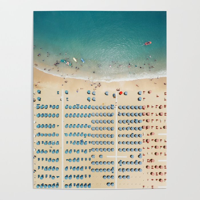 Aerial view of the beach in Rimini, Italy. Poster